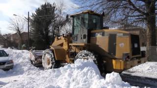 Cat 938G Wheel Loader Clearing a Street [upl. by Huoh]