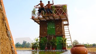 Unbelievable Build Three  Story Villa House For Jumps Into Swimming Pool By Ancient Skills [upl. by Llenna894]