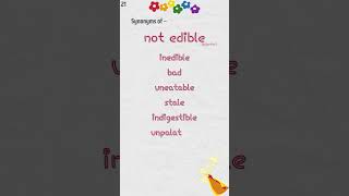 Synonyms of NOT EDIBLE arcbrainsparks dailylearning englishvocabulary synonyms [upl. by Holzman]