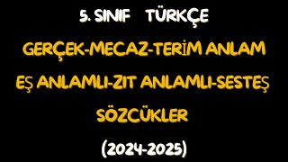 5Sınıf Türkçe Gerçek Anlam Mecaz Anlam Eş Anlamlı Kelimeler [upl. by Eldredge]