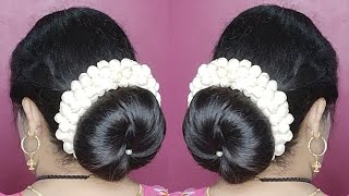 Hairstyle 🥰 Simple amp Daily Use  Beautiful Hairstyle For Saree Look F Ladies  Self Made Hairstyle [upl. by Varian675]