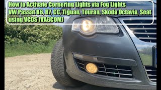 How to activate  set Cornering Lights via Fog Lights Volkswagen VW Passat B6 B7 CC Golf with VCDS [upl. by Lockwood574]