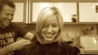 Glee  Dianna Agron Cuts Seven Inches of Her Hair Off [upl. by Arahas]