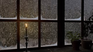 The ambiance felt from the window of the cabin on a cold snowy winter day  Snowstorm Sounds 8 Hours [upl. by Ackley]