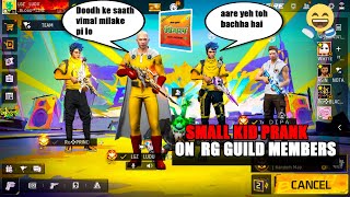 SMALL KID PRANK ON RG GUILD MEMBERS 🤣🤣 SO FUNNY REACTION  FREE FIRE FUNNY RAHULGAMING920 [upl. by Ahsia]