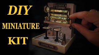 Miniature Dollhouse Kit Coffee Time ☕️ Corner of Happiness DIY [upl. by Attekram]