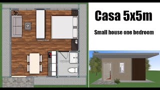 Casa 5x5m Small house 5x5 one bedroom [upl. by Aneleve]