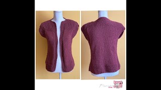 Cardigan smanicato ai ferri senza aumenti e senza diminuzioni🧶 Maglia facilissima [upl. by Oderfodog398]