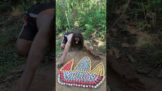 Survival Skills SIMPLE and USEFUL with candy fire camping outdoors bushcraft useful [upl. by Uticas]