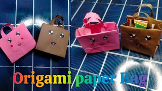 Origami paper Bag  how to make a paper bags  with handles  Origami gift bags [upl. by Oilenroc]