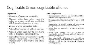 Cognizable amp non cognizable offence [upl. by Dobbins]