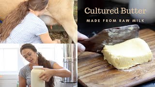 How to Make Cultured Butter from Raw Milk  Come milk my Jersey cow Sally with me amp make butter [upl. by Robinia]