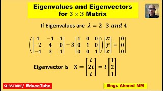 Matrix 3x3Eigenvalues and Eigenvectors [upl. by Iong444]