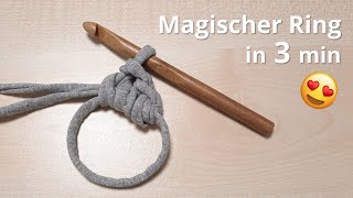 ❤️Magischer Ring häkeln  Ganz Einfach  Fadenring Magic Ring [upl. by Yeclek848]