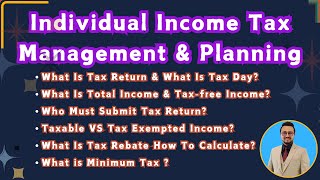 Income Tax Management amp Planning  Tax Rebate  Tax Day  Tax Calculation  Investment Planning [upl. by Con]