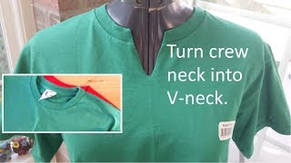 Change Crew Neck TShirt to V Neck  Hand Sewing [upl. by Skye]