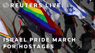 LIVE Participants in the Jerusalem Gay Pride parade march for return of hostages [upl. by Ainnet486]