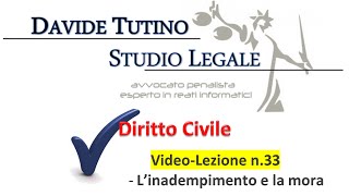 Diritto Civile  Video lezione n33 L’inadempimento e la mora [upl. by Lazos]