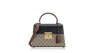 Gucci GG Supreme Padlock Small Top Handle Bag Beige Black Cuir [upl. by Von]