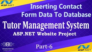 06  Tutor Management System ASPNET Project  Inserting Contact Form Data To Database HindiUrdu [upl. by Klement]