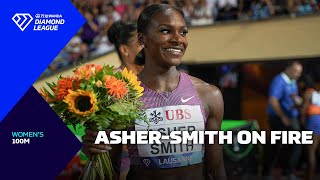 Dina AsherSmith on FIRE in Lausanne 100m  Wanda Diamond League 2024 [upl. by Aneehsal]