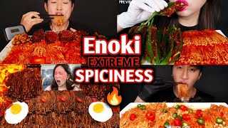 ASMR MUKHBANG 🔥Enoki extreme spicy mushrooms vs Mukbangers mukbang [upl. by Siramad62]