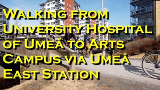 Sweden Walking from University Hospital of Umeå to Arts Campus via Umeå East Station Osmo Pocket [upl. by Rai]