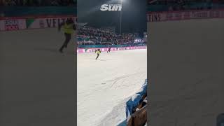 Just Stop Oil disrupts ski jumping event as security faceplants into snow [upl. by Konyn]