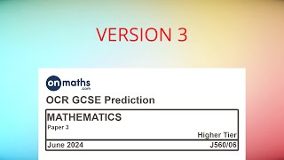 UPDATED June 2024 Predicted Maths GCSE Paper 3 OCR Higher Paper 3 Calculator Exam J56006 [upl. by Imehon726]