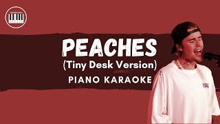 Justin Bieber  Peaches Tiny Desk Version  PIANO KARAOKE  PIANO ACCOMPANIMENT  PIANO COVER [upl. by Ayetal]