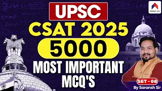 CSAT Practice SET 8  UPSC CSAT 2025  UPSC prelims 2025  अब CSAT होगा क्लियर  By Saransh Sir [upl. by Karlis]