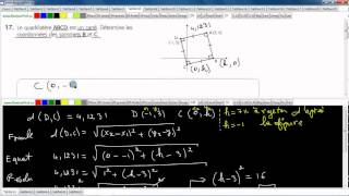 Secondaire 4 SN CST Québec Distance entre deux points trouver les sommets B et C dun carré [upl. by Ajssatsan926]