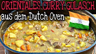 Orientalisches Kokos Curry Gulasch  Dutch Oven Partyrezept [upl. by Sigler604]