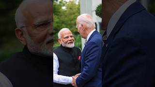 PM Modi welcomed by US President Biden at his home in Delaware  shorts [upl. by Nahttam345]