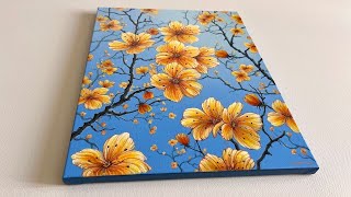 EASY Acrylic Painting Technique  Yellow Spring Flowers Painting for Beginners [upl. by Farhi]