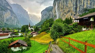 Lauterbrunnen Switzerlands most beautiful village  A fairytale village on rainy day [upl. by Dunstan735]