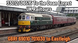 GBRf 69010 on SWR Unit Drag to Eastleigh amp 33012  D6515  438 4TC Railtour to Dean Forest Railway [upl. by Volin]