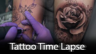 TATTOO TIME LAPSE  MANDALA ROSE  MICHAEL KOSCHEL ART [upl. by Llesirg]