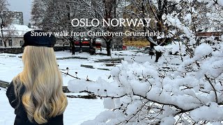 OSLO NORWAY Virtual Walking Tour🇳🇴 Snowy walk from GamlebyenGrunerløkka 4K60ftp [upl. by Tanberg]