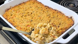 Grandmas SECRET CORNBREAD CHICKEN N DRESSING Recipe Soul Food Thanksgiving Side Dish [upl. by Aihsinyt]