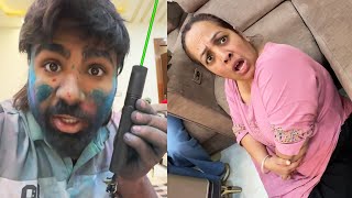 Laser shock prank on mummy [upl. by Byers]