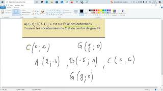 A23 B51 C est sur laxe des ordonnées Trouver les coordonnées de C et du centre de gravité [upl. by Ennazus748]