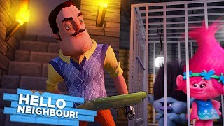 Minecraft HELLO NEIGHBOR  THE NEIGHBOR HAS CAPTURED THE TROLLS POPPY amp BRANCH IN HIS BASEMENT [upl. by Og]