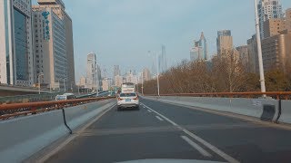 4K China，Shanghai Drive，Yan an elevated roadshanghai Disney park，延安路高架到上海迪士尼乐园 [upl. by Nilkcaj683]