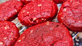 Red Velvet Cookies  How to make red velvet cookies at home [upl. by Arrec]