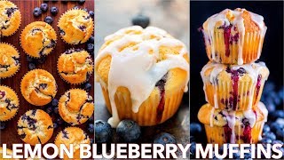 Easy Blueberry Muffins Recipe With Lemon Glaze [upl. by Ahsuatan]