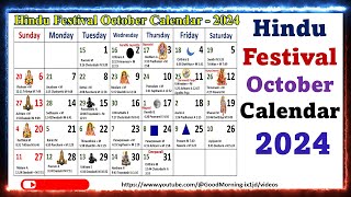 Hindu Festivals October Calendar 2024 2024octobercalendar calendar2024 calendarfestivals2024 [upl. by Hiro]