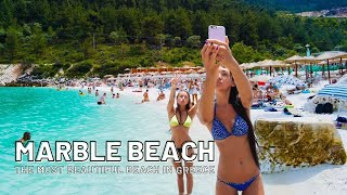 Marble Beach Thassos  Saliara Greece June 2023【4K】 [upl. by Lurline]