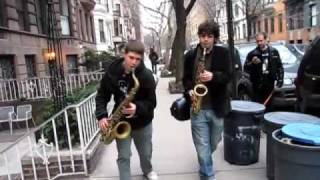 Dueling Saxophones perfect NYC street music [upl. by Kung146]