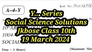 Jkbose Class 10th SST Paper Today Fully solved19 March 2024 [upl. by Xer]